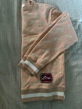 Bally Peach-Pink Crewneck with Red Logo Patch